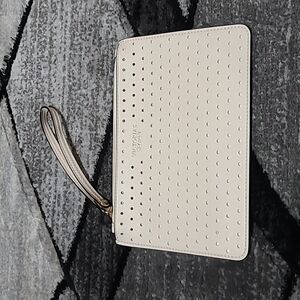 Victoria Secret Faux Leather Cream Cut-out Wristlet